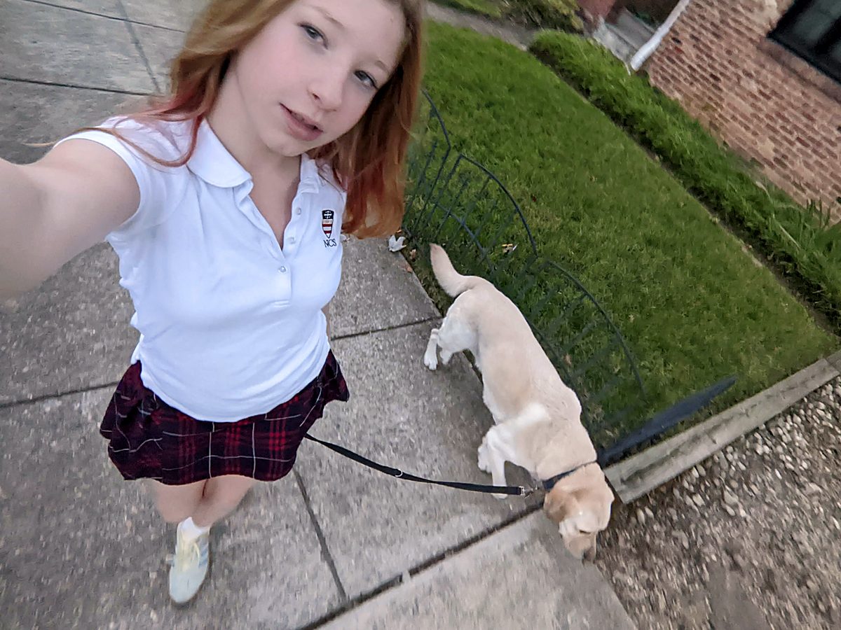 Betsy Battle out with the dog